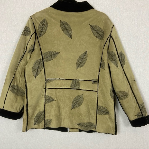Robert Kitchen Leaf Suede Fleece lined Heavy Womens Coat Sz S - Picture 2 of 8